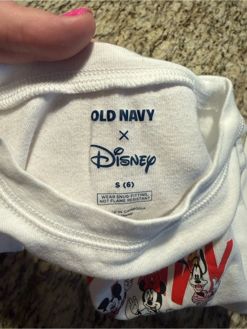 Old Navy White Top with Green Mickey Holiday Pajama Pants